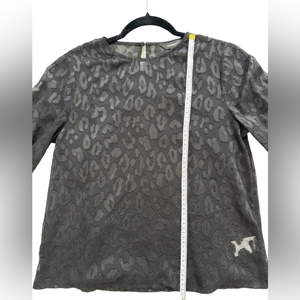 Express Black Sheer Leopard-Texture Long Sleeve B… - image 8